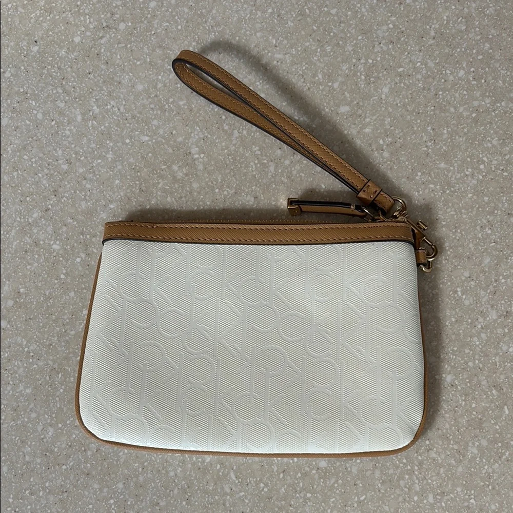Calvin Klein Cream and Purple Floral Wristlet Clutch - Picture 2 of 2